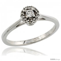 10k White Gold Round Diamond Engagement Ring w/ 0.112 Carat Brilliant Cut Diamonds, 1/4 in. (6mm) wide