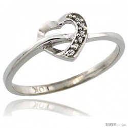 10k White Gold Heart Cut Out Diamond Engagement Ring w/ 0.022 Carat Brilliant Cut Diamonds, 1/4 in. (7mm) wide