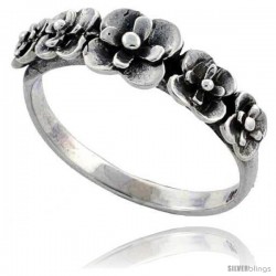 Sterling Silver Flower Link Ring 5/16 in wide