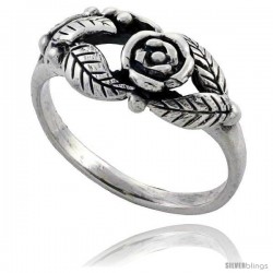 Sterling Silver Flower Vine Ring 5/16 in wide