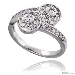 Sterling Silver Vintage Style Engagement ring, w/ CZ Stones, 1/2" (12 mm) wide