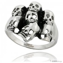 Surgical Steel Biker Skull Ring Yard 7/8 in wide