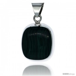 Sterling Silver Large Malachite Pendant, 1 11/16 in tall