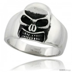 Surgical Steel Biker Skull Ring 3/4 in wide