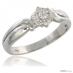 Highest Quality Sterling Silver 1/4 in (7 mm) wide Floral Cluster Stone Ring, Brilliant Cut CZ Stones