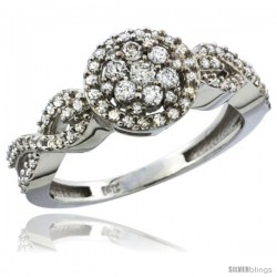 10k White Gold Floral Cluster Diamond Engagement Ring w/ 0.54 Carat Brilliant Cut Diamonds, 3/8 in. (9.5mm) wide