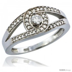 10k White Gold Loop Knot Diamond Engagement Ring w/ 0.27 Carat Brilliant Cut Diamonds, 5/16 in. (8.5mm) wide