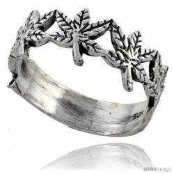 Sterling Silver Pot Leaf Ring 3/8 wide