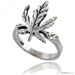 Sterling Silver Large Pot Leaf Ring