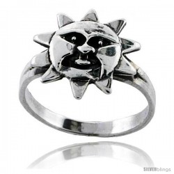 Sterling Silver Sun Ring 7/16 in wide