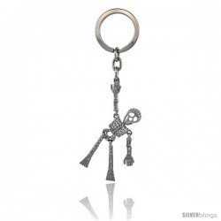 Movable Human Skeleton Key Chain, Key Ring, Key Holder, Key Tag, Key Fob, w/ Brilliant Cut Swarovski Crystals, 5" tall