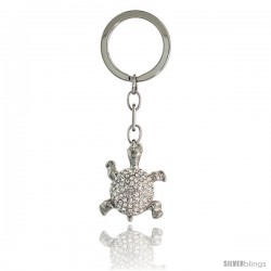 Turtle Tortoise Key Chain, Key Ring, Key Holder, Key Tag, Key Fob, w/ Brilliant Cut Swarovski Crystals, 3" tall