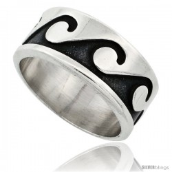 Sterling Silver Southwest Design Wave Ring 3/8 in wide