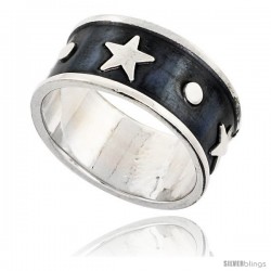 Sterling Silver Southwest Design Star Ring Handmade 1/2 in wide