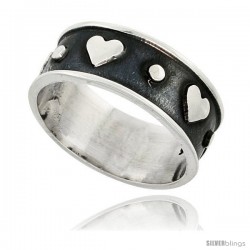 Sterling Silver Southwest Design Heart Ring Handmade 1/2 in wide