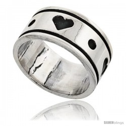 Sterling Silver Southwest Design Heart Ring 3/8 in wide