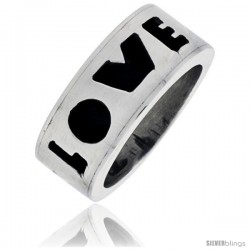 Sterling Silver Southwest Design LOVE Ring 5/16 in wide