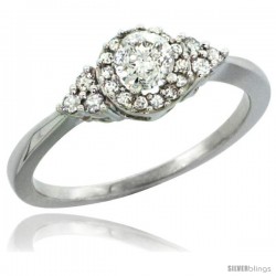 10k White Gold Cluster Diamond Engagement Ring w/ 0.49 Carat Brilliant Cut Diamonds, 5/16 in. (8mm) wide