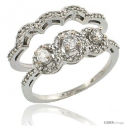 10k White Gold 2-Piece Diamond Engagement Ring Set 0.48 cttw Brilliant Cut Diamonds 5/16 in wide