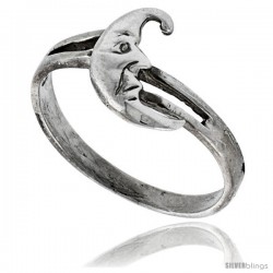 Sterling Silver Crescent Moon Ring 3/8 wide