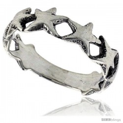 Sterling Silver Stars Ring 1/4 in wide