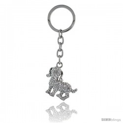 Beagle Dog Key Chain, Key Ring, Key Holder, Key Tag, Key Fob, w/ Clear Swarovski Crystals, 4" tall