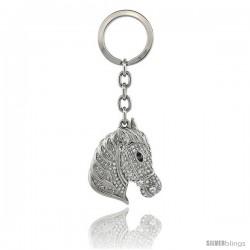 Horse Head Key Chain, Key Ring, Key Holder, Key Tag, Key Fob, w/ Brilliant Cut Swarovski Crystals, 4" tall