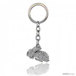 Jeweled Bunny Rabbit Key Chain, Key Ring, Key Holder, Key Tag, Key Fob, w/ Brilliant Cut Swarovski Crystals, 3-1/2" tall