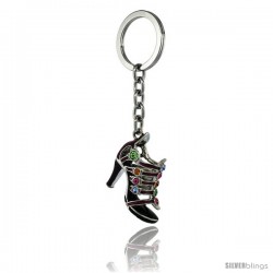 Purple High Heeled Shoe Sandal Key Chain, Key Ring, Key Holder, Key Tag, Key Fob, w/ Multi Color Brilliant Cut Swarovski