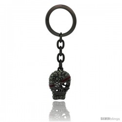 Pirate Skull Key Chain, Key Ring, Key Holder, Key Tag, Key Fob, w/ Swarovski Crystals, 3-3/4" tall