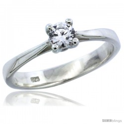 Sterling Silver 1/4 Carat Size Brilliant Cut CZ Solitaire Bridal Ring