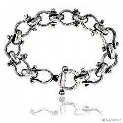 Sterling Silver Large Horse Bit Equestrian Link Bracelet