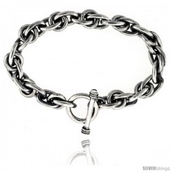 Sterling Silver Twisted Round & Oval Link Bracelet