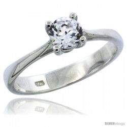 Sterling Silver 1/2 Carat Size Brilliant Cut CZ Solitaire Bridal Ring