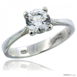 Sterling Silver 1 Carat Size Brilliant Cut CZ Solitaire Bridal Ring