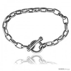 Sterling Silver Oval Rolo Link Bracelet