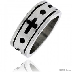 Sterling Silver Men's Southwest Design Cross Ring 5/16 in wide