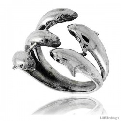 Sterling Silver Multi Dolphin Polished Ring