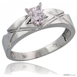 10k White Gold Diamond Engagement Ring 0.06 cttw Brilliant Cut, 3/16 in wide -Style Ljw001er