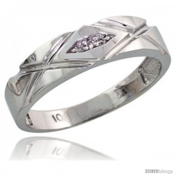 10k White Gold Ladies Diamond Wedding Band Ring 0.02 cttw Brilliant Cut, 3/16 in wide -Style Ljw001lb