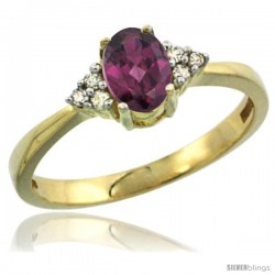 14kWhite Gold Ladies Natural Rhodolite Ring oval 6x4 Stone