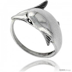 Sterling Silver Dolphin Polished Ring 5/8 in wide