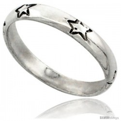 Sterling Silver Thin Stars Wedding Band Ring