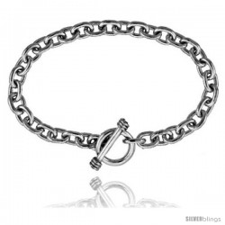 Sterling Silver Oval Rolo Link Bracelet -Style Lx116