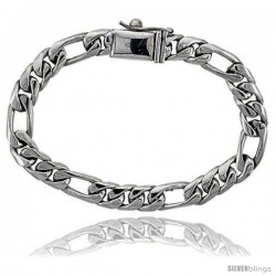 Gent's Sterling Silver Figaro Link Bracelet Handmade 3/8 in wide