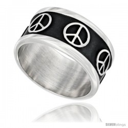 Sterling Silver Southwest Design Peace Sign Ring 1/4 in wide