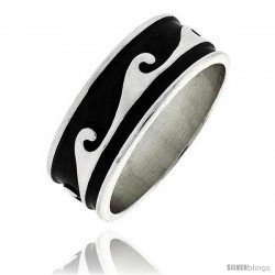 Sterling Silver Southwest Design Wave Ring 5/16 in wide