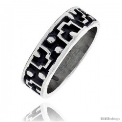 Sterling Silver Southwest Design Aztec Design Ring 1/4 in wide -Style Xr130