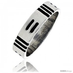 Sterling Silver Southwest Design American Indian design Ring 1/4 in wide -Style Xr133