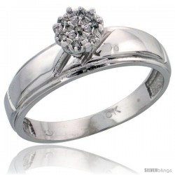 10k White Gold Diamond Engagement Ring 0.04 cttw Brilliant Cut, 7/32 in wide -Style Ljw002er